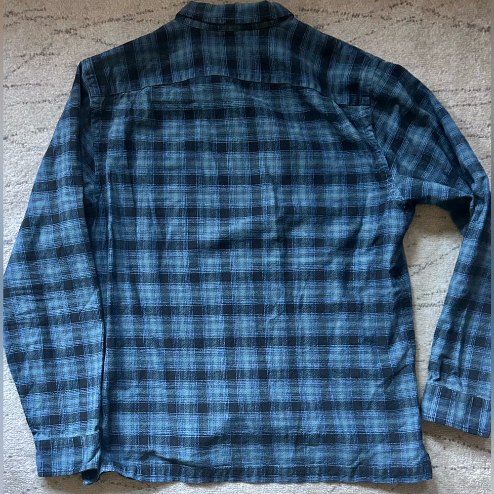 Ralph Lauren RRL/  Double RL blue black plaid check cotton work shirt. -L